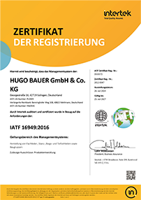 Qualität zertifikat iatf de hugo bauer 1